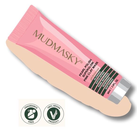 Mudmasky Pearl Polish Super Glow Pink Clay Mask - Picture 3 of 5